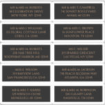 10 enskilda gäster Namn Adress Mystical Black Klistermärken<br><div class="desc">10 enskilda Gäst Namn Mystical Black Guld Bröllopset har 10 klistermärken med din individuella gäst namn och adress på varje klistermärke i guld-skript på en svart bakgrund. Även perfekt för jul och Helgdagskort, partiinbjudningar, tack för kort och kontorsutskick. Redigera bara texten i textrutorna. OBS! KONTROLLERA ATT KLICKA LAKAN STORLEKT FÖR...</div>
