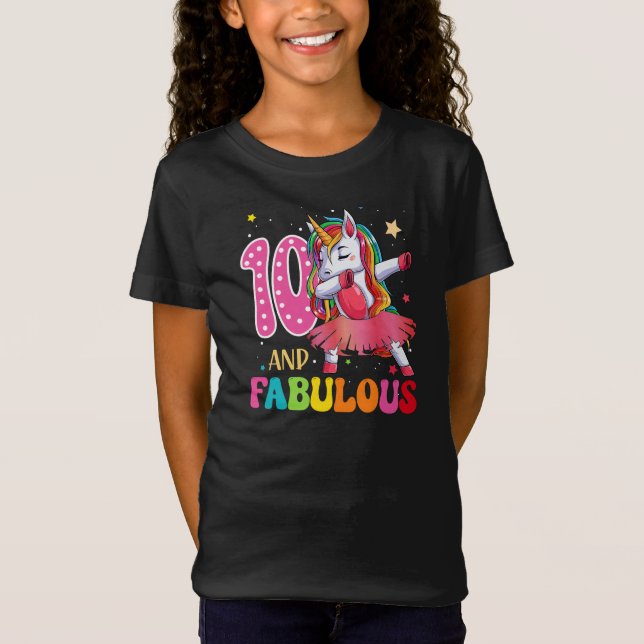 10 & Fabulous Unicorn 10:e födelsedagshirorien T Shirt (Framsida)