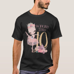 10 Födelsedag Ballerina Party Blonde Dancer Ballet T Shirt