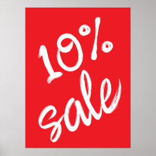 10 % försäljningsskylt, 18 x 24 Red Sale Poster