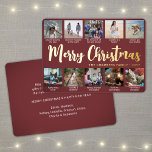 10 Foto Burgundy God jul Modern Collage<br><div class="desc">Skicka snyggt glatt hälsning och 10 av bilderna med ett anpassningsbar fotokollage burgundy och guld-foliekort. All text på den här mallen är enkel att anpassa för att inkludera alla formuleringar, t.ex. God jul, Glad helg, Säsonhälsningar, nyårschyrer osv. (IMAGE PLACEMENT TIP: Ett enkelt sätt att centrera ett foto exakt som du...</div>