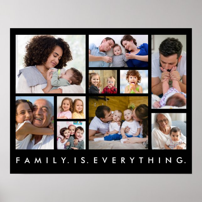 10 Foto Collage Familjen Är Allt Citat Svart  Poster (Framsidan)