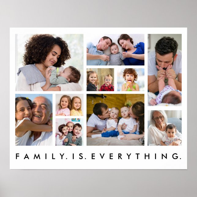 10 Foto Collage Familjen Är Allt Citat Vitt  Poster (Framsidan)