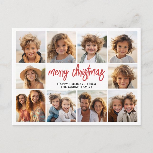 10 Foto Collage - Modernt God Jul Helg Vykort (Framsida)