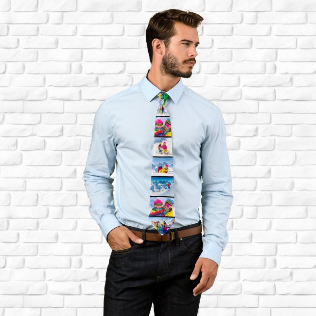10 Foto Collage Ränder Slips (Ten 10 Photo Collage Stripes Neck Tie)