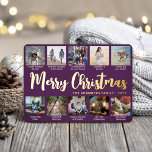 10 Foto Lila God jul Modern Collage<br><div class="desc">Skicka snyggt glatt hälsning och 10 av bildernas favoriter med ett lila- och helgdag-kort för anpassningsbar-folie och guld-folie. All text på den här mallen är enkel att anpassa för att inkludera alla formuleringar, t.ex. God jul, Glad helg, Säsonhälsningar, nyårschyrer osv. (IMAGE PLACEMENT TIP: Ett enkelt sätt att centrera ett foto...</div>