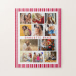 10 Foto Modern Trendig Rosa Rand Snyggt Namn Pussel<br><div class="desc">10 Photo Modern Trendig Red Rosa Rand Snyggt Namn Jigszawa Puzzle har tio av dina favoriter bilder för att du snabbt och enkelt ska kunna lägga till din egen fotokollage. Anpassa med ditt namn och omgiven av en rödpläterad mönster. Gör en perfekt till jul, födelsedagar, Mors dag, systrar, bästa vänner...</div>