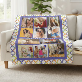 10 Foto-Trendig Modern färgfull geometrisk Namn Fleecefilt