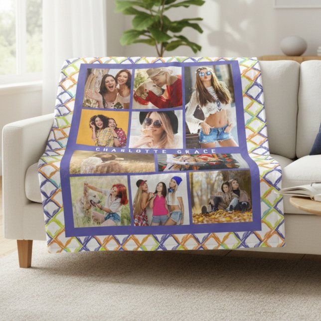 10 Foto-Trendig Modern färgfull geometrisk Namn Fleecefilt (Skapare uppladdad)