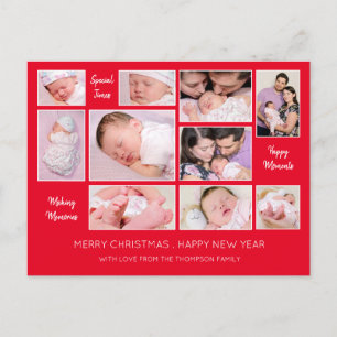 10 Fotokollage citerar Red God jul Helg Vykort