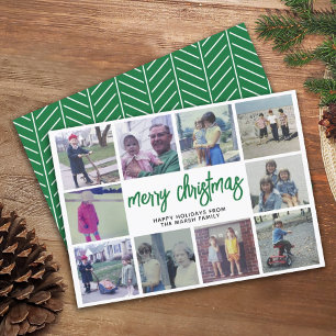 10 Fotokollage - God jul Grönt Mönster Julkort