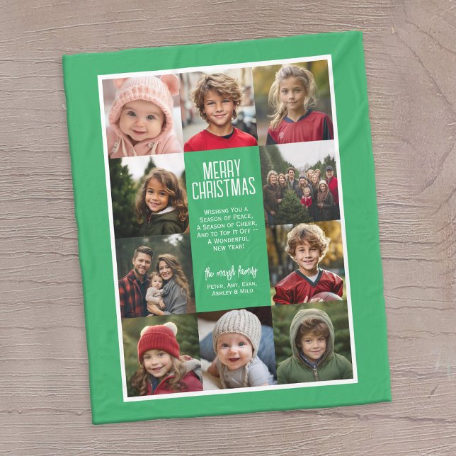 10 Fotokollage Gräns - God jul-typ Fleecefilt (10 photo personalized fleece blanket with a message in the middle)