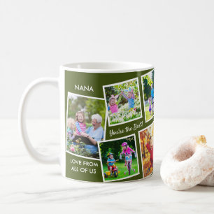 10 Fotokollage Grönt Personlig Nana Kaffemugg