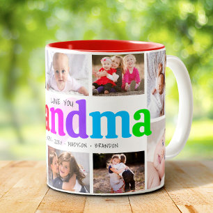 10 Fotokollage Kärlek Du Mormor/Morfar Flerfärgad Två-Tonad Mugg