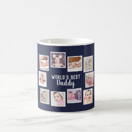 10 Fotokollage med Personlig Text Blue Kaffemugg