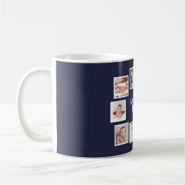 10 Fotokollage med Personlig Text Blue Kaffemugg