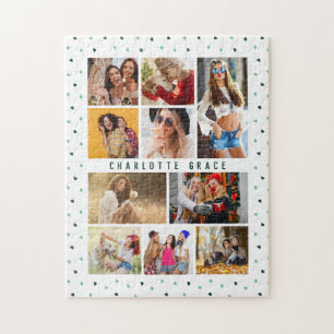 10 Fotomodern Grönt Romantic Kärlek Heats Namn Pussel