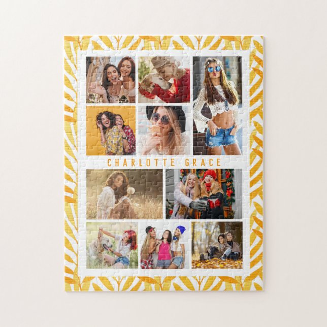 10 Fotomodern Snyggt Watercolor Löv Namn Pussel (Vertikal)