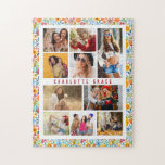 10 Fotomodern Trendig Blommigt Snyggt Namn Pussel<br><div class="desc">10 Photo Modern Trendig Blommigt Snyggt Namn Jigszawa Puzzle har tio av bildernas favoriter för att du snabbt och enkelt ska kunna lägga till din egen fotokollage. Anpassa med ditt namn och omgiven av ett färgstarkt blommönster. Gör en perfekt till jul, födelsedagar, Mors dag, systrar, bästa vänner med mera. Designad...</div>