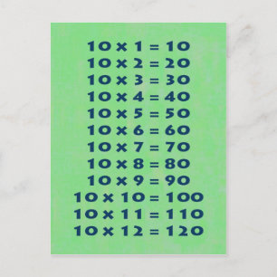 #10 Gånger Tabell Postkort Roligt Barn & Lärare Vykort