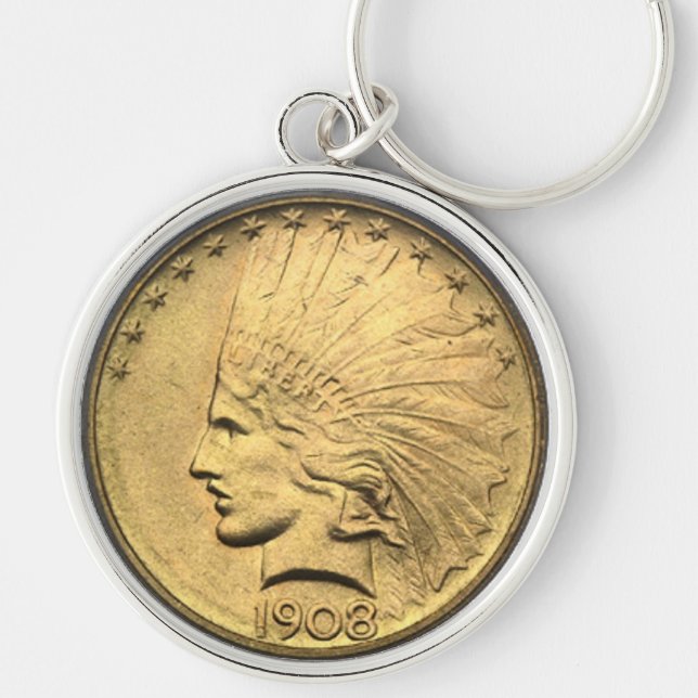 $10 GULD- BIET RUND SILVERFÄRGAD NYCKELRING (Framsidan)