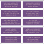 10 Individuell gäst Namn Adress Mystisk Lila Klistermärken<br><div class="desc">10 enskilda Guest Mystical Lila Guld Wedding Stickers har 10 klistermärken med din enskilda gäst namn och adress på varje klistermärke i guld-skript på lila. Även perfekt för jul och Helgdagskort, partiinbjudningar, tack för kort och kontorsutskick. Redigera bara texten i textrutorna. OBS! KONTROLLERA ATT KLICKA LAKAN STORLEKT FÖR ETIKETTEN SOM...</div>