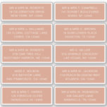 10 Individuell gäst Namn Adress Party Bröllop Klistermärken<br><div class="desc">10 Vita skrivstift för Guest Namn Adress Bröllop har 10 klistermärken med din individuella gäst namn och adress på varje dekal i vit skripttypografi på en rutt brun bakgrund. Perfekt för bröllopsinbjudningar, jul och Helgdagskort, festinbjudningar, tack för kort och kontorsutskick. Redigera bara texten i textrutorna. Visa Evco Studio för andra...</div>