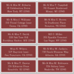 10 Individuell gäst Namn Adress Party Bröllop Klistermärken<br><div class="desc">10 enskilda Guest Adress Bröllop Burgundy-skript i Namn har 10 klistermärken med din individuella gäst namn och adress på varje dekal i vitt på en burgundröd bakgrund. Även perfekt för jul och Helgdagskort, partiinbjudningar, tack för kort och kontorsutskick. Redigera bara texten i textrutorna. Visa Evco Studio för andra färger och...</div>