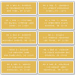 10 Individuell gäst Namn Adress Party Bröllop Klistermärken<br><div class="desc">De 10 enskilda Guest Namn Adress Party White Script Stickers har 10 klistermärken med din individuella gäst namn och adress på varje klistermärke i vitt skript på en goldenrod guld bakgrund. Även perfekt för jul och Helgdagskort, födelsedagsfest inbjudan, bröllopsinbjudningar, babyduschar, möhippor, tack för kort och kontorsutskick. Redigera bara texten i...</div>