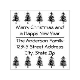 10 Julgranar - Självfyllande Frimärke i kvadrat Självfärgande Stämpel