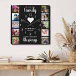 10-kvadraters fotokollage-familjeflytt, svart vitt fyrkantig klocka<br><div class="desc">Skapa din egen muggurcka för fotokollage med 10 av ditt favoritinstagram2 bilder. Bildupptagningsklockan hjälper dig att uppskatta dina speciella ögonblick och ger också en tankfull gåva till föräldrar, mor- och farföräldrar och vänner. Personligens familjeklocka gör den till en perfekt för tillfällen. Anpassa till namn och etablera år. "Familjens kärlek är...</div>