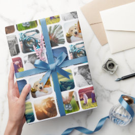 10 kvadratkvadraters fotorutnätsmall rundad vit Ra Presentpapper