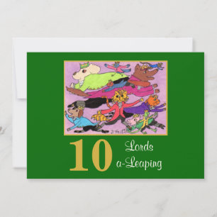 10 Lords a Leaping Cute Animals Anpassningsbar jul Julkort