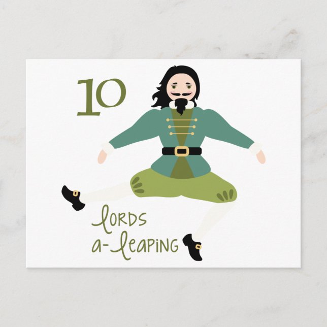 10 Lords A-Leaping Vykort (Framsida)