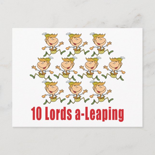 10 Lords A-Leaping-vykort Vykort (Framsida)