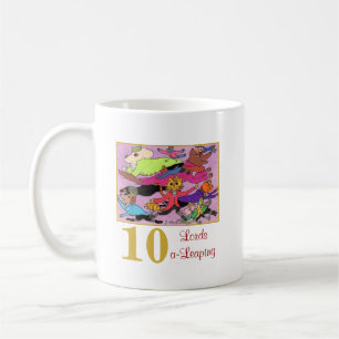 10 Lords hoppa gulliga djur & typografi Kaffemugg