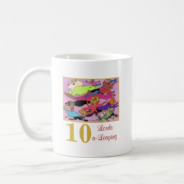 10 Lords hoppa gulliga djur & typografi Kaffemugg (Vänster)