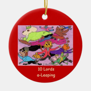 10 Lords hoppa Julgransprydnad Keramik
