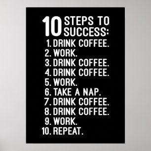 10 lyckade steg - kaffe, arbete, upprepa poster