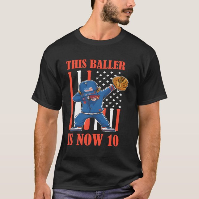 10 Lycklig 10th Baseball 10th T Shirt (Framsida)