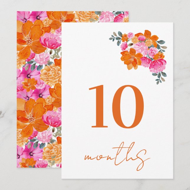 10 Månader Gammal Rosa & Orange Baby Målgrupp Kort (Fram/baksida)