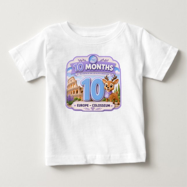 10 månaders baby milstolpsutforskare t shirt (Framsida)