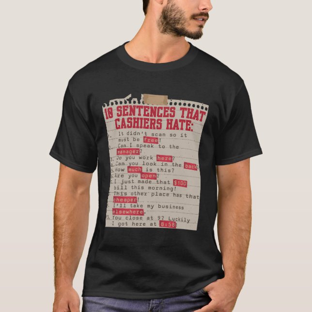 10 meningar som Cashier Hate Lundny Retail Worker T Shirt (Framsida)
