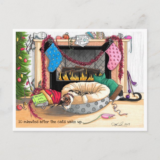 10 minuter efter katternas uppvaknande vykort (Framsida)