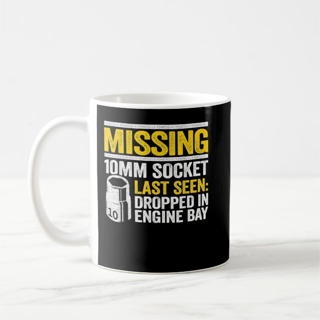 10 mm socketreparationsköp med Tävling-bil saknas, Kaffemugg (Vänster)