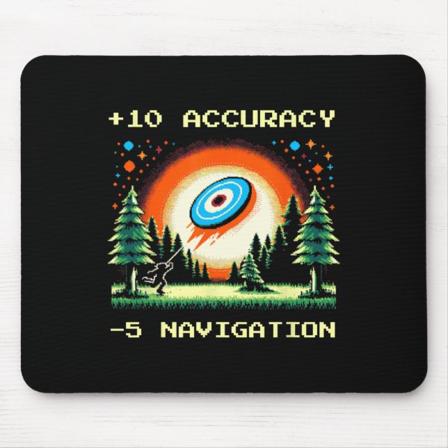 +10 Noggrannhet –5 Navigering Pixel Disc Golf Spel Musmatta (Framsidan)