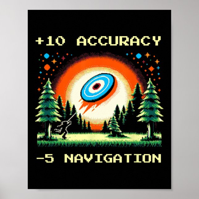 +10 Noggrannhet –5 Navigering Pixel Disc Golf Spel Poster (Framsidan)