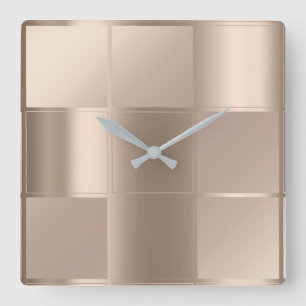 10 noterar elfenbenbeige brons geometri kvadrerar fyrkantig klocka