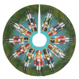 10 nötknäppareleksaksoldater och en julgransmatta borstad polyester