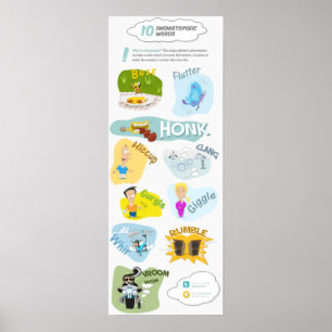 10 Onomatopoeic Ord för poesi och vardagskvot Poster